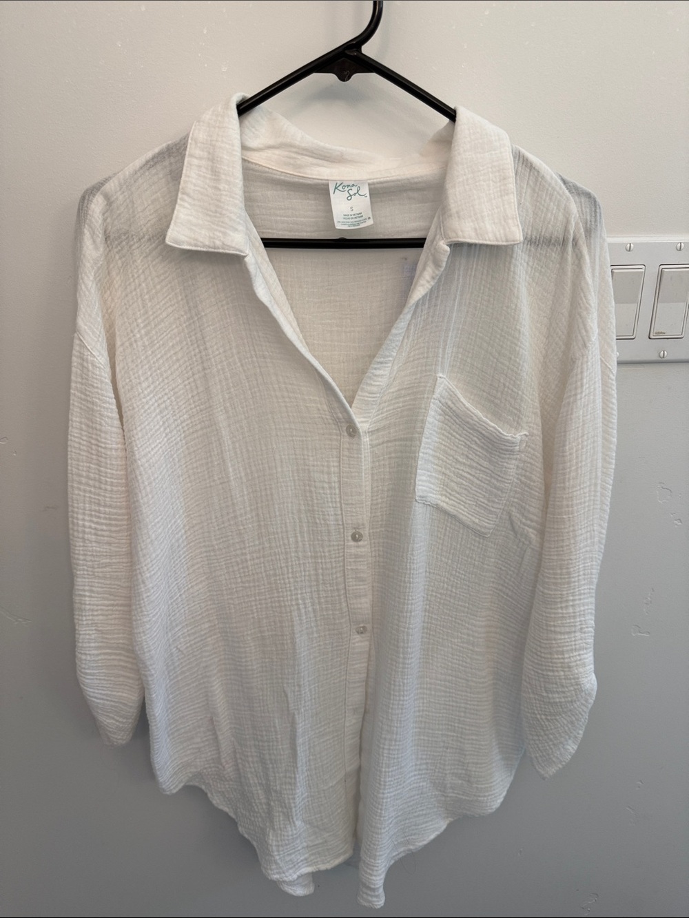 Koret White Gauze Button-Front Coverup